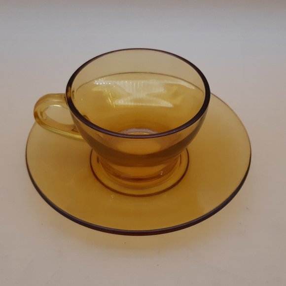 4 Amber Glass Mugs -Vitrosax by Bormioli Rocco Made in Italy - Picture 6 of 11